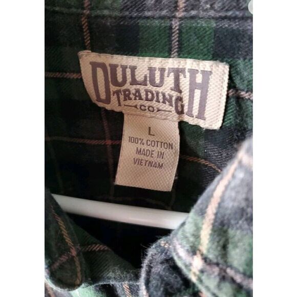 Duluth Trading Company Plaid Button Down Mens SZ L Green - Picture 8 of 11